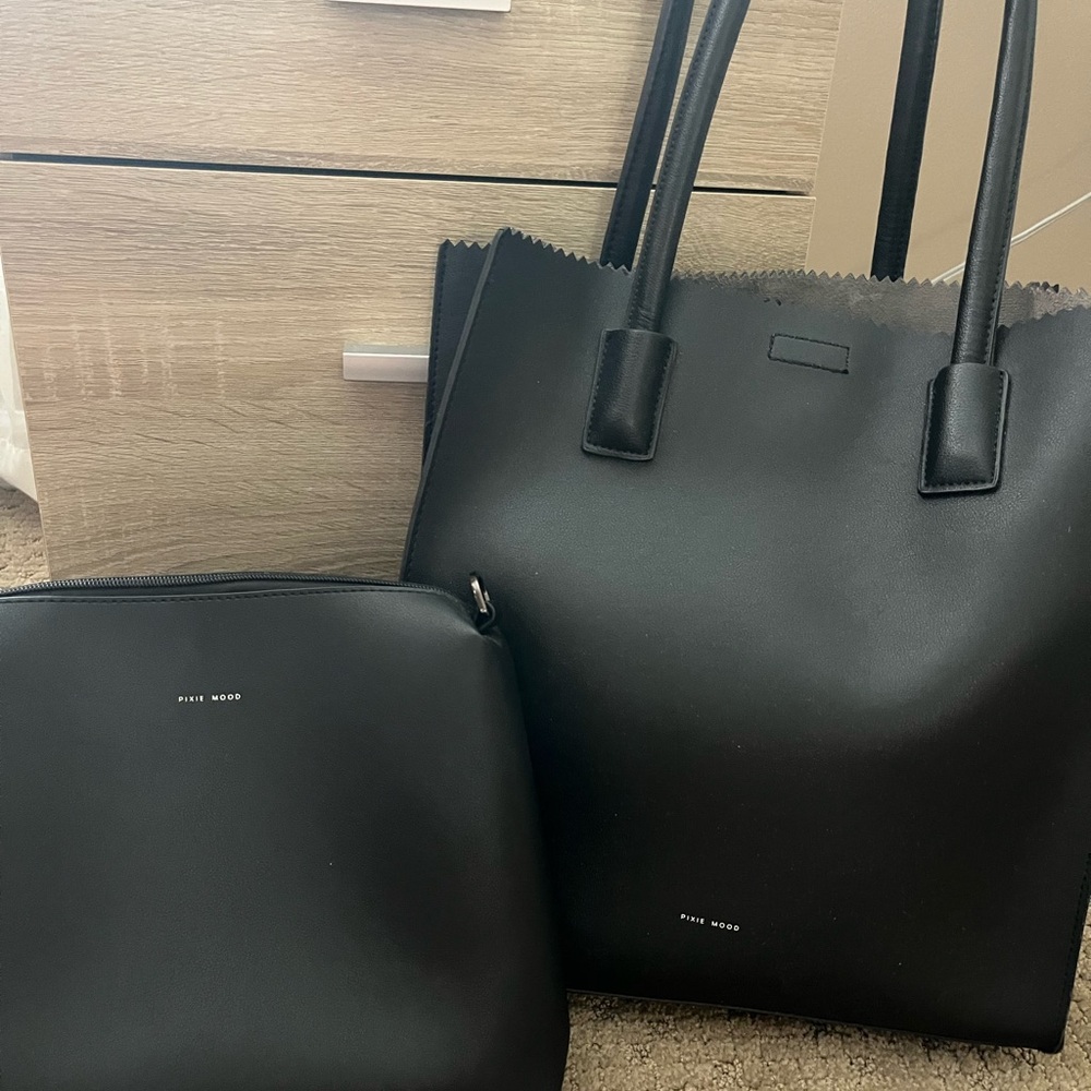 Pixie Mood Black Tote Sleek Minimalist Design